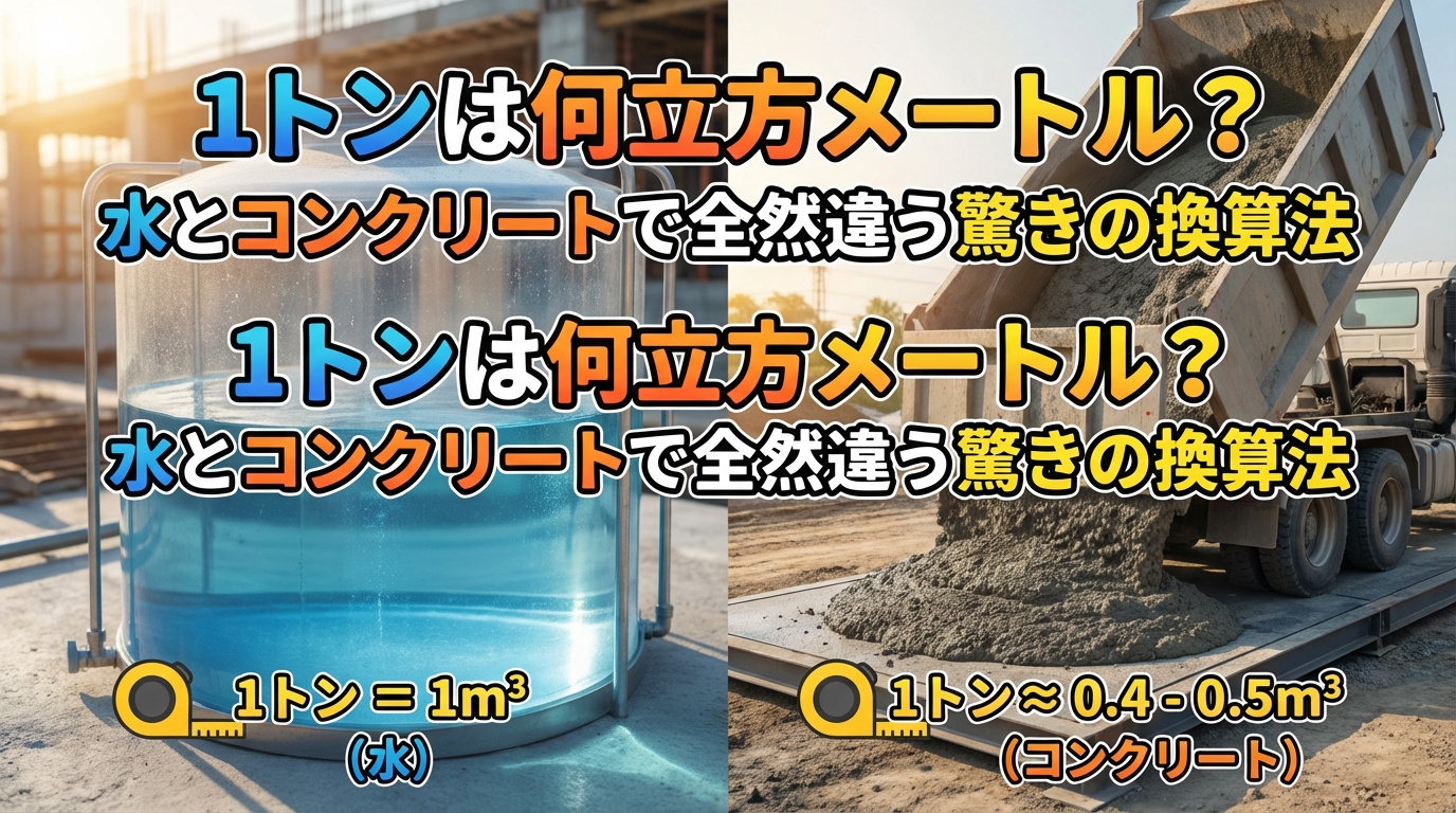 1トンは何立方メートル？水とコンクリートで全然違う驚きの換算法