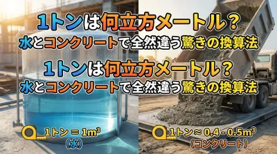 1トンは何立方メートル？水とコンクリートで全然違う驚きの換算法