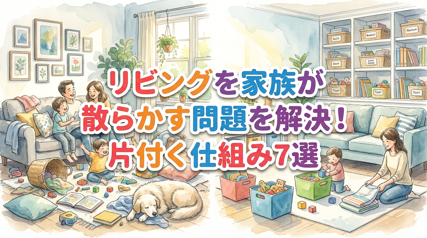 リビングを家族が散らかす問題を解決！片付く仕組み7選