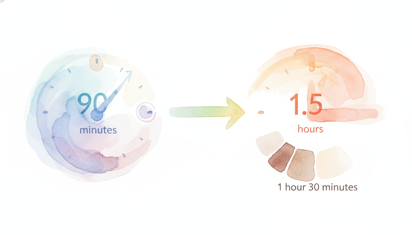 90分は1.5時間（1時間30分）です！
